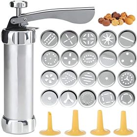 1 Set; Cookie Press Gun Kit; Includes 20 Cookie Dies And 4 Stainless Steel Nozzle For DIY Biscuit Maker And Decoration Christmas Cookie Making; K