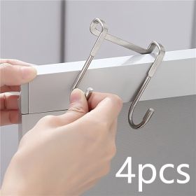 1/2/4pcs Over The Door Drawer Cabinet Hook; 304 Stainless Steel Double S-Shaped Hook Holder Hanger Metal Heavy Duty-Free Punching Door Back Hangi (Quantity: 4pcs-A)